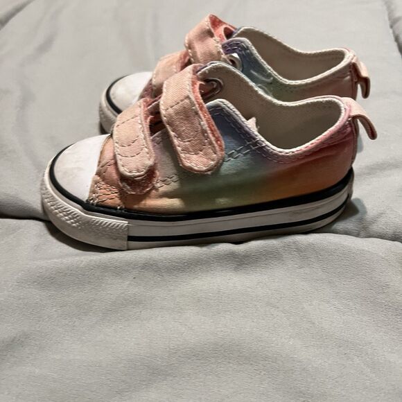 Converse All Star Toddler 5 Low Top Pink Tie Dye Canvas Sneaker Shoes Straps - Picture 5 of 9